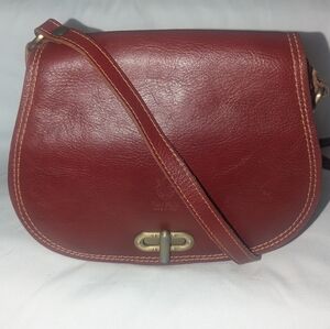 Vera Pelle Vintage Italian Leather Saddle Crossbody with Brass Hardware